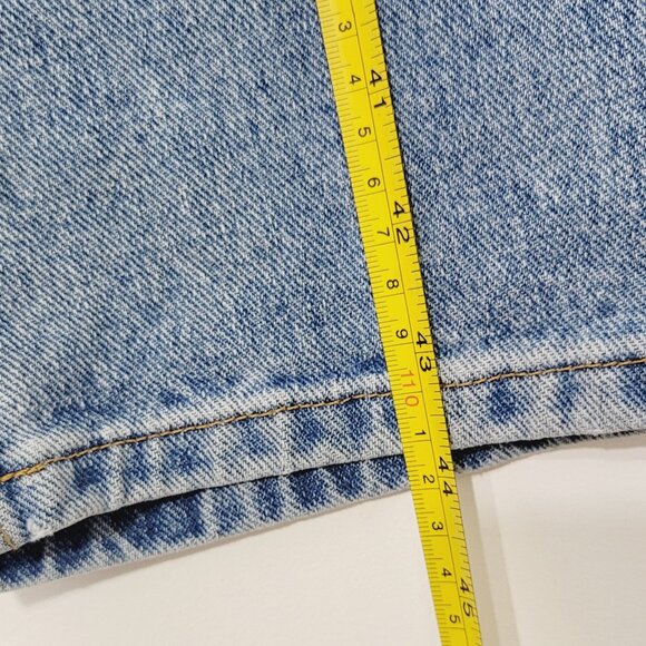 Calvin Klein Blue 100% Cotton Blend High Rise Relaxed Straight Leg Jean Size 14 - Picture 11 of 15